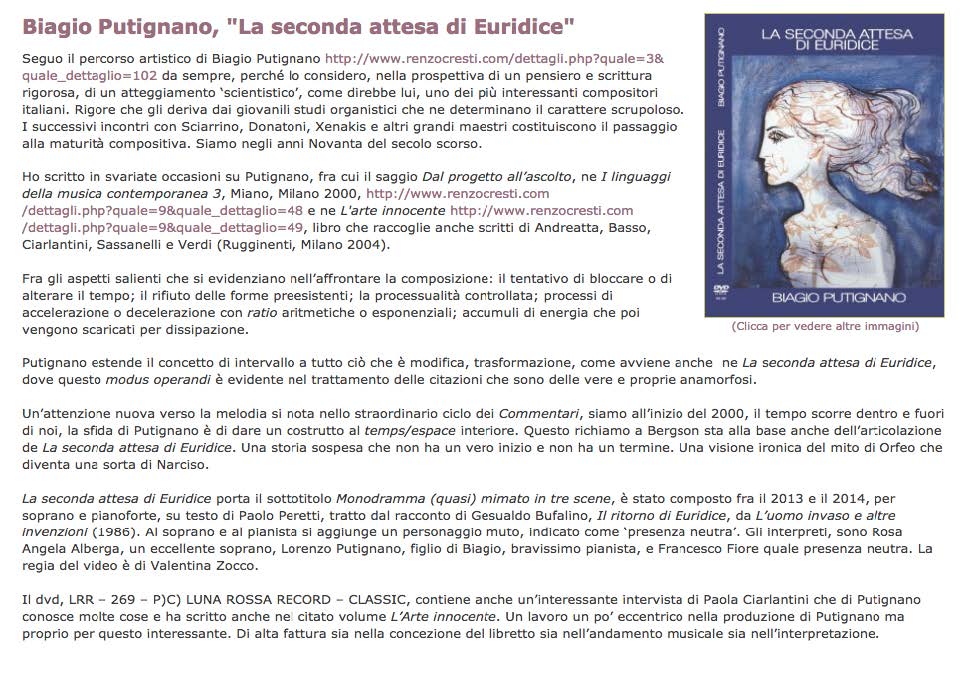 renzo cresti recensione euridice